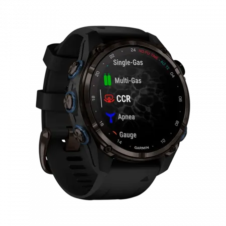 Смарт-годинник Garmin Descent Mk3i 43 мм Carbon Grey DLC Titanium з чорним силіконовим ремінцем