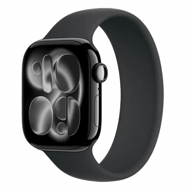 Apple Watch Series 11 GPS, 42mm Jet Black Aluminium Case with Black Solo Loop Size 5