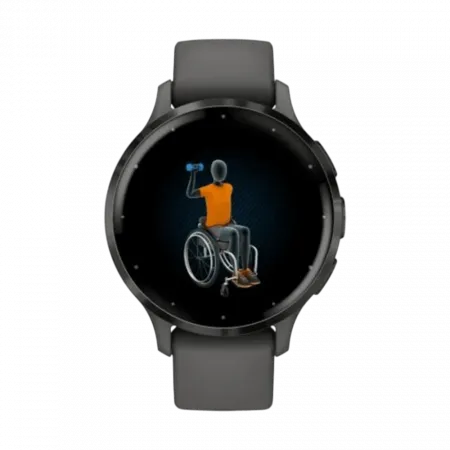 Смарт-годинник Garmin Venu 3S Slate Stainless Steel Bezel з Pebble Gray темно-сірим корпусом та силіконовим ремінцем