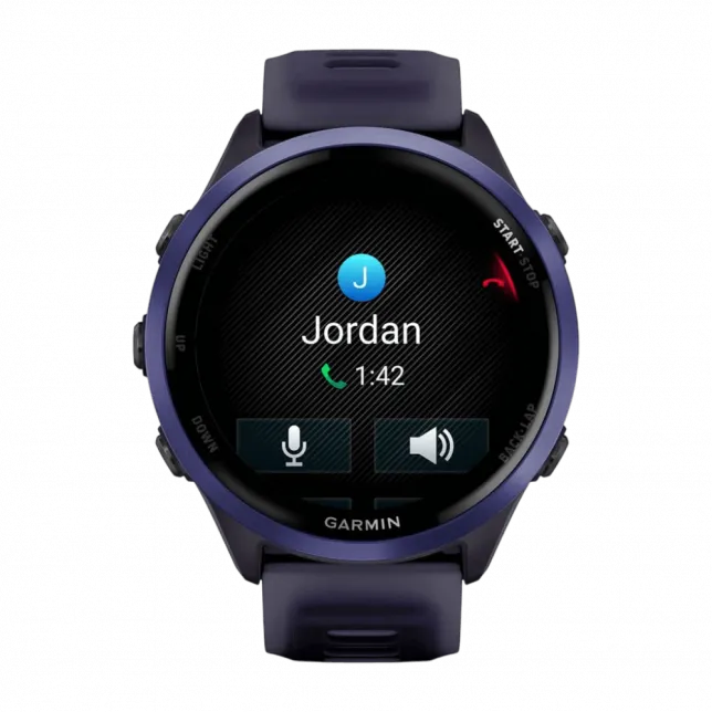 Смарт-годинник Garmin Forerunner 570 47мм Indigo Aluminum з Translucent Whitestone/Turquoise блакитним силіконовим ремінцем