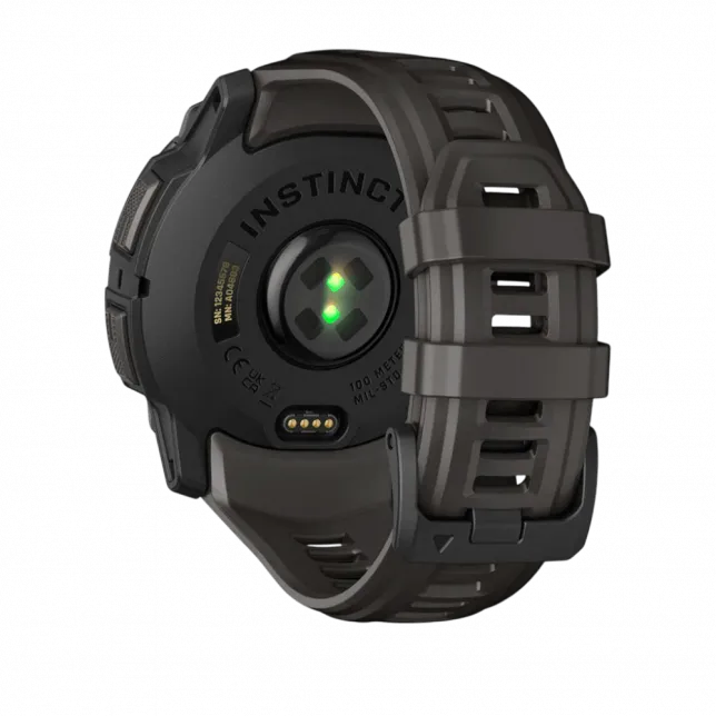 Смарт-годинник Garmin Instinct 3 50 мм, AMOLED Black чорний з Charcoal коричневим силіконовим ремінцем