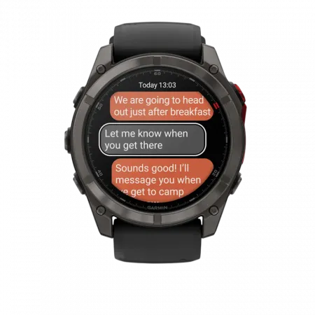 Смарт-годинник Garmin Fenix 8 51мм, MicroLED Sapphire, Titanium, Carbon Gray DLC з Black/Pebble Grey чорним/сірим силіконовим ремінцем