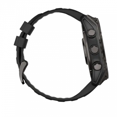 Смарт-годинник Garmin Fenix 8 51мм, AMOLED Sapphire, Carbon Grey DLC Titanium з Black/Pebble Grey чорним силіконовим ремінцем