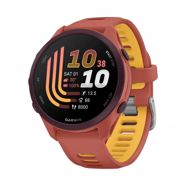 Смарт-годинник Garmin Forerunner 170 Music Red Pink червоний з Red Pink/Mango Band червоним/жовтим силіконовим ремінцем