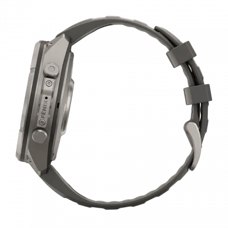 Смарт-годинник Garmin Fenix 9 Pro - inReach, Solar, 47мм Titanium з Pebble Grey темно-сірим силіконовим ремінцем