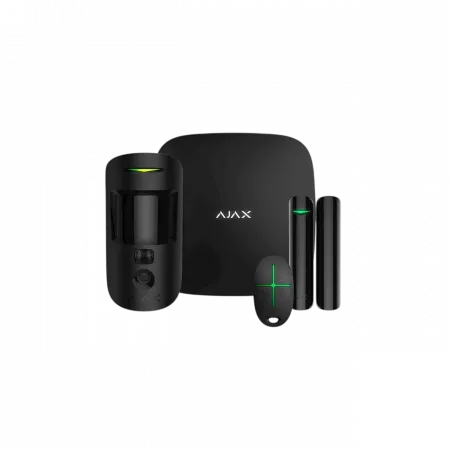 Комплект охоронної сигналізації Ajax HDR StarterKit Cam Plus, hub 2 plus, motioncam HDR, doorprotect, spacecontrol, jeweller, бездротовий, чорний