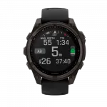 Смарт-годинник Garmin Fenix 8 47мм, Solar Sapphire, Carbon Grey DLC Titanium з Black/Pebble Grey чорним силіконовим ремінцем
