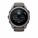 Смарт-годинник Garmin Fenix 9 51мм, Titanium з Pebble Gray темно-сірим силіконовим ремінцем