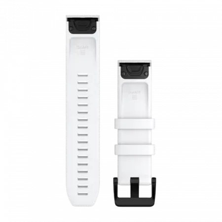  Ремінець QuickFit 22 мм, White білий, Black Stainless Steel застібка, силіконовий