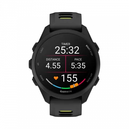 Смарт-годинник Garmin Forerunner 170 Music Black чорний з Black/Amp Yellow чорним/жовтим силіконовим ремінцем