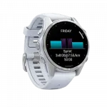 Смарт-годинник Garmin Fenix 8 43мм, AMOLED Silver з Whitestone білим силіконовим ремінцем