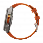 Смарт-годинник Garmin Fenix 9 Pro - inReach, 47мм Titanium з Autumn Orange/Spark Orange помаранчевим силіконовим ремінцем