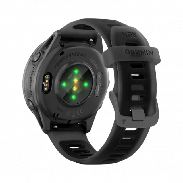Смарт-годинник Garmin Forerunner 570 42мм Slate Gray Aluminum з Translucent Black чорним силіконовим ремінцем