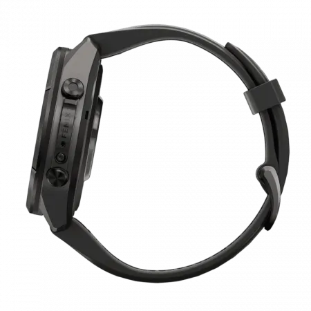 Смарт-годинник Garmin Fenix 9 Pro - inReach, 43мм Carbon Gray DLC Titanium з Black/Pebble Grey чорним/темно-сірим силіконовим ремінцем