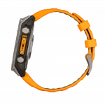 Смарт-годинник Garmin Fenix 8 47мм, AMOLED Sapphire, Titanium з Spark Orange/Graphite помаранчевим силіконовим ремінцем