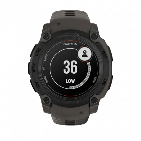 Смарт-годинник Garmin Instinct E 40 мм Black чорний з Charcoal коричневим силіконовим ремінцем
