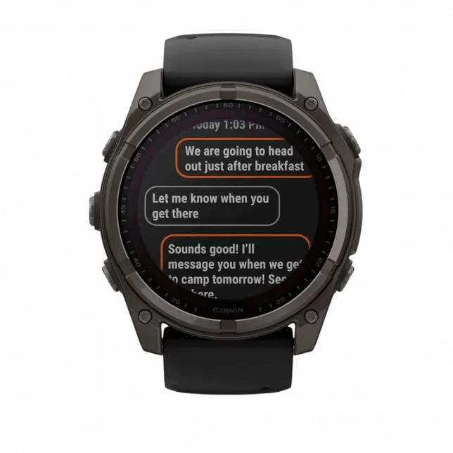 Смарт-годинник Garmin Fenix 8 51мм, Solar Sapphire, Carbon Gray DLC Titanium з Black/Pebble Gray чорним силіконовим ремінцем
