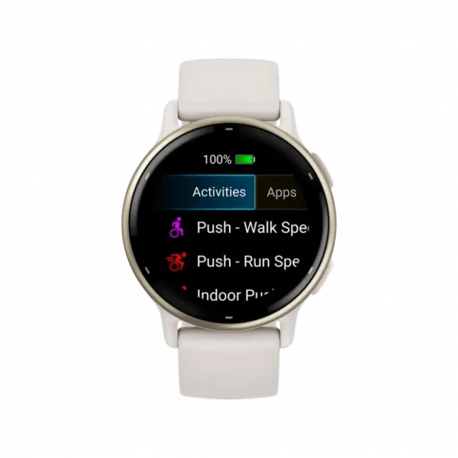 Смарт-годинник Garmin Vivoactive 5 Cream Gold Aluminum Bezel з корпусом кольору слонова кістка Ivory та силіконовим ремінцем