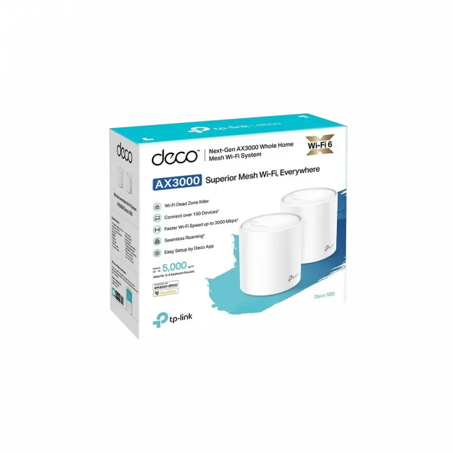 Система WiFi-Mesh TP-LINK Deco X60 AX5400, 1xGE LAN, 1xGE WAN, 2мод