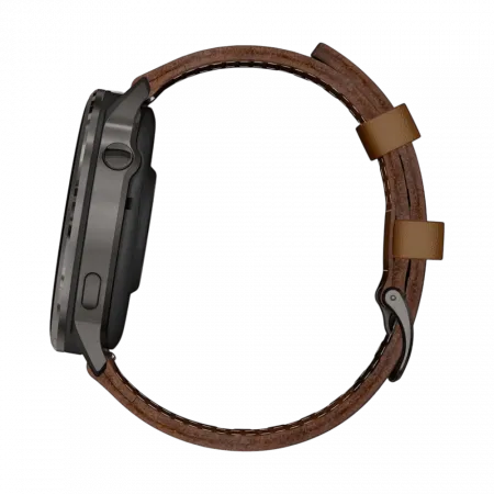 Смарт-годинник Garmin Venu 4 45 мм Slate з Black чорним силіконовим та Brown коричневим шкіряним ремінцями