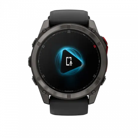 Смарт-годинник Garmin Fenix 8 51мм, MicroLED Sapphire, Titanium, Carbon Gray DLC з Black/Pebble Grey чорним/сірим силіконовим ремінцем