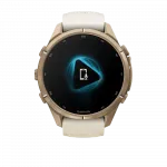 Смарт-годинник Garmin Fenix 9 Pro 43мм, Autumn Gold Titanium з Cream/French Grey бежевим силіконовим ремінцем