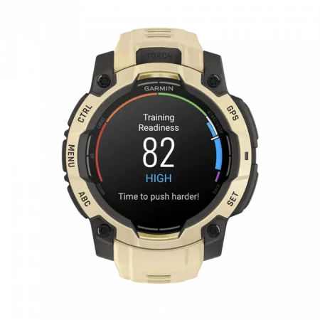 Смарт-годинник Garmin Instinct 3 45 мм, AMOLED Citrine бежевий з Citrine бежевим силіконовим ремінцем