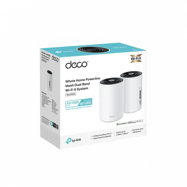 Система WiFi-Mesh TP-LINK Deco PX10 AX1500, 3xGE LAN/WAN, 2 мод, Powerline AV1000