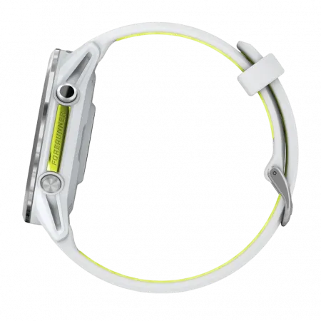 Смарт-годинник Garmin Forerunner 970 Titanium з Whitestone корпусом та Whitestone/Translucent Amp Yellow білим силіконовим ремінцем