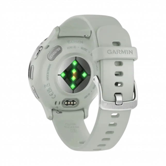 Смарт-годинник Garmin Venu 3S Silver Stainless Steel Bezel з Sage Gray сіро-зеленим корпусом та силіконовим ремінцем