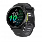 Смарт-годинник Garmin Forerunner 970 Carbon Grey DLC Titanium з Black корпусом та Black/Translucent Whitestone чорним силіконовим ремінцем