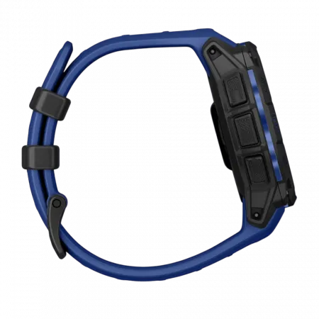 Смарт-годинник Garmin Instinct 3 45 мм, AMOLED Black чорний з Bolt Blue/Black синім/чорним силіконовим ремінцем