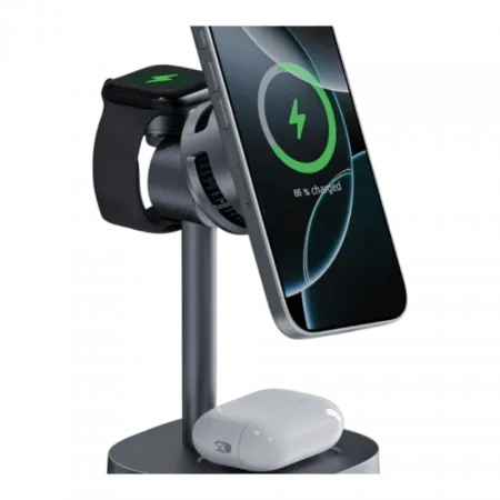 Зарядний пристрій бездротовий Senteo D2 Navi Stand 3in1 45W Black