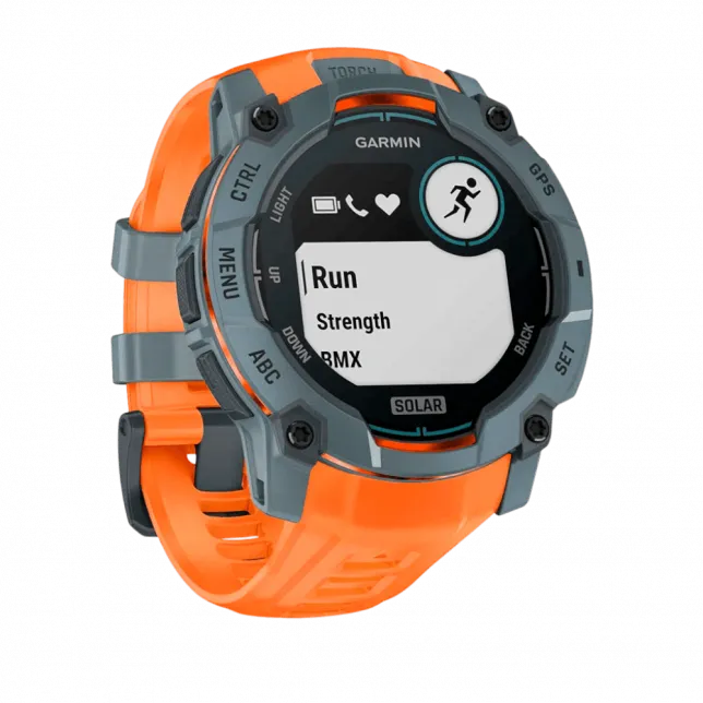 Смарт-годинник Garmin Instinct 3 50 мм, Solar Twilight сірий з Solstice помаранчевим силіконовим ремінцем