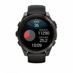 Смарт-годинник Garmin Fenix 8 47мм, AMOLED Sapphire, Carbon Grey DLC Titanium з Black/Pebble Grey чорним силіконовим ремінцем