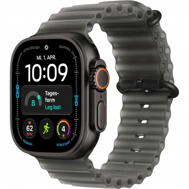 Apple Watch Ultra 4 GPS + LTE 49mm Black Titanium Case with Translucent Black Ocean Band (MJAY4)