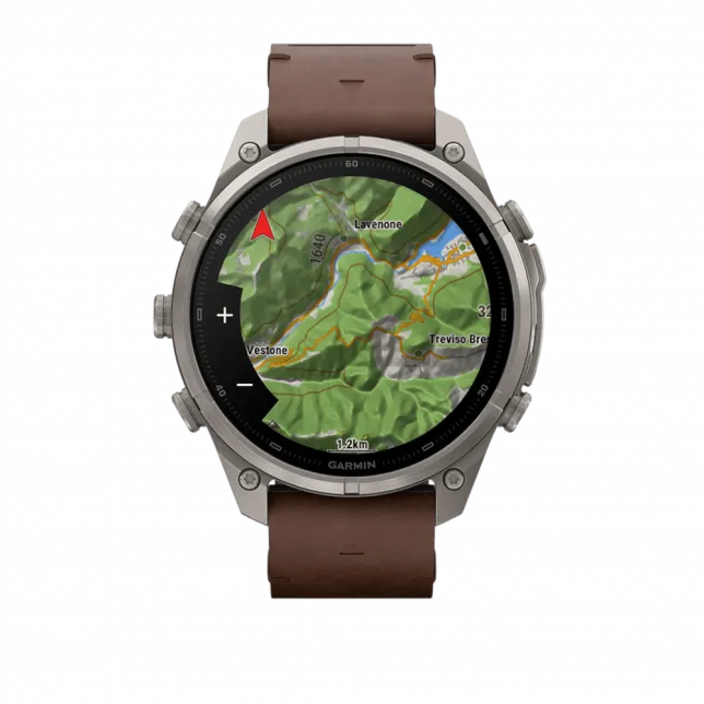 Смарт-годинник Garmin Fenix 9 Pro - inReach, 47мм Titanium з Walnut коричневим шкіряним ремінцем