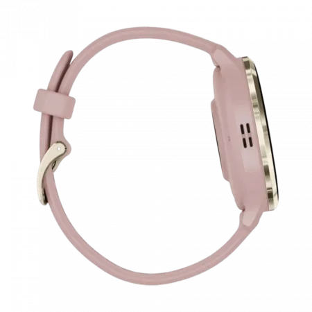 Смарт-годинник Garmin Venu 3S Soft Gold Stainless Steel Bezel з Dust Rose рожевим корпусом та силіконовим ремінцем