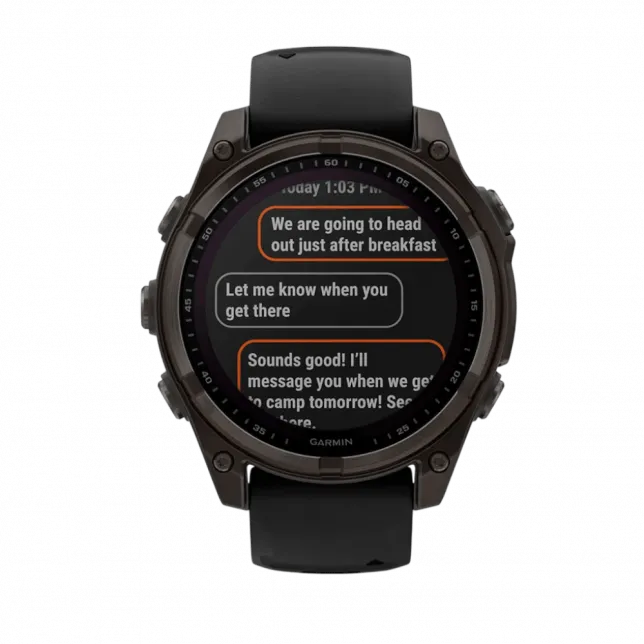 Смарт-годинник Garmin Fenix 8 47мм, Solar Sapphire, Carbon Grey DLC Titanium з Black/Pebble Grey чорним силіконовим ремінцем