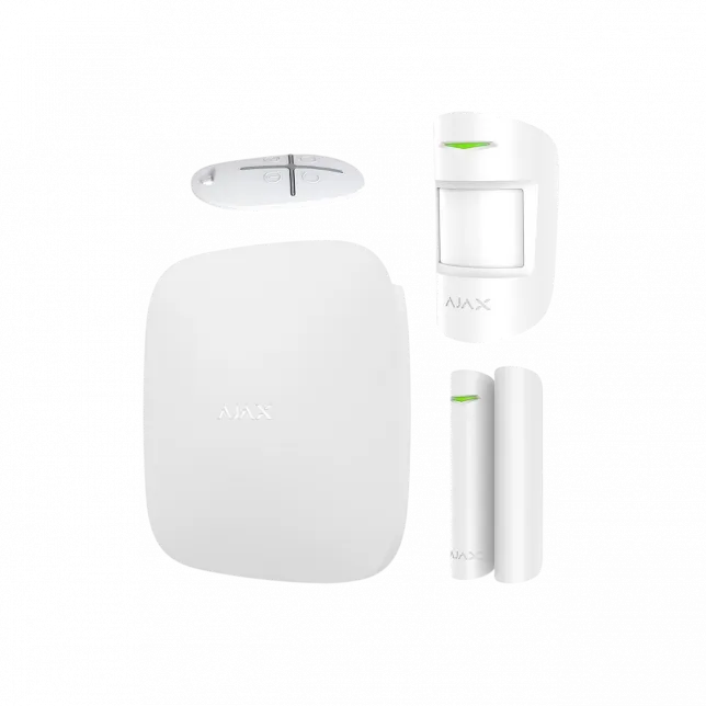Комплект охоронної сигналізації Ajax StarterKit, hub, motionprotect, doorprotect, spacecontrol, jeweller, бездротовий, білий (20288.56.WH1)