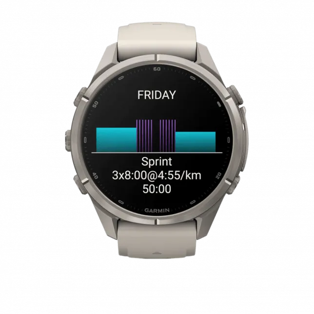 Смарт-годинник Garmin Fenix 9 Pro 43мм, Titanium з Fog Grey/Dark Sandstone сірим/темно сірим силіконовим ремінцем