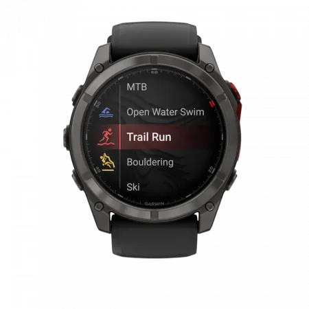 Смарт-годинник Garmin Fenix 8 51мм, MicroLED Sapphire, Titanium, Carbon Gray DLC з Black/Pebble Grey чорним/сірим силіконовим ремінцем