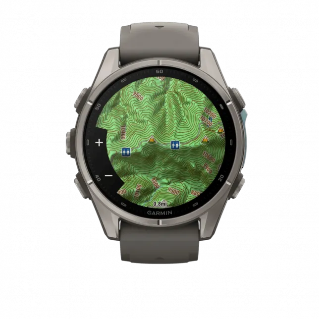 Смарт-годинник Garmin Fenix 9 43мм, Titanium з Pebble Gray темно-сірим силіконовим ремінцем