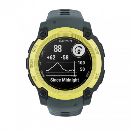 Смарт-годинник Garmin Instinct E 40 мм Electric Lime жовтий з Twilight сірим силіконовим ремінцем