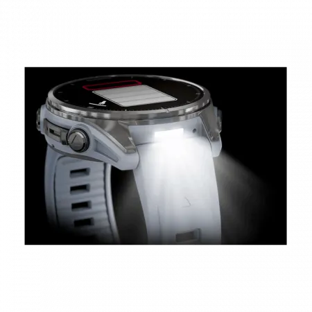 Смарт-годинник Garmin Fenix 8 43мм, AMOLED Silver з Whitestone білим силіконовим ремінцем