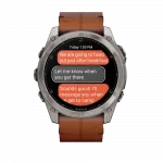 Смарт-годинник Garmin Fenix 8 51мм, AMOLED Sapphire, Titanium з Chestnut коричневим шкіряним ремінцем