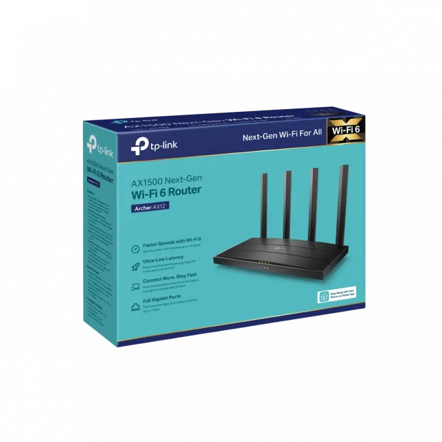Маршрутизатор TP-LINK ARCHER AX12 AX1500, 3xGE LAN, 1xGE WAN, MESH