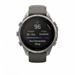 Смарт-годинник Garmin Fenix 9 Pro - inReach, Solar, 47мм Titanium з Pebble Grey темно-сірим силіконовим ремінцем