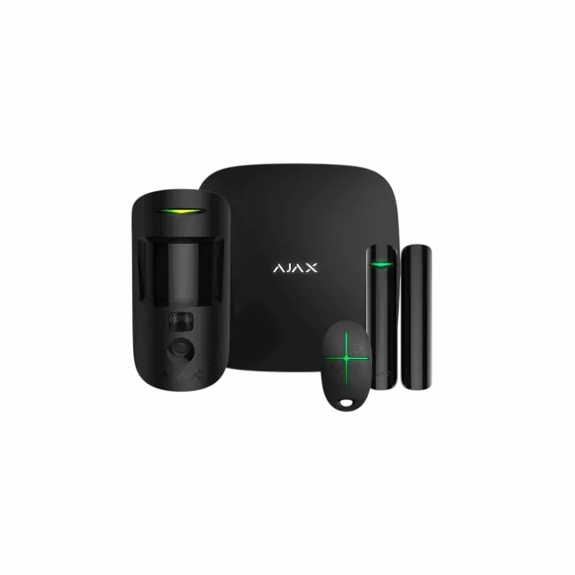 Комплект охоронної сигналізації Ajax HDR StarterKit Cam, hub 2, motioncam HDR, doorprotect, spacecontrol, jeweller, бездротовий, чорний