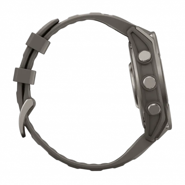 Смарт-годинник Garmin Fenix 9 47мм, Titanium з Pebble Gray темно-сірим силіконовим ремінцем